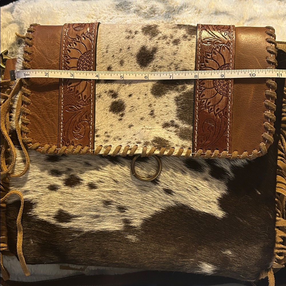 Myra Bag Brown and Black Cowhide Crossbody - Picture 5 of 8
